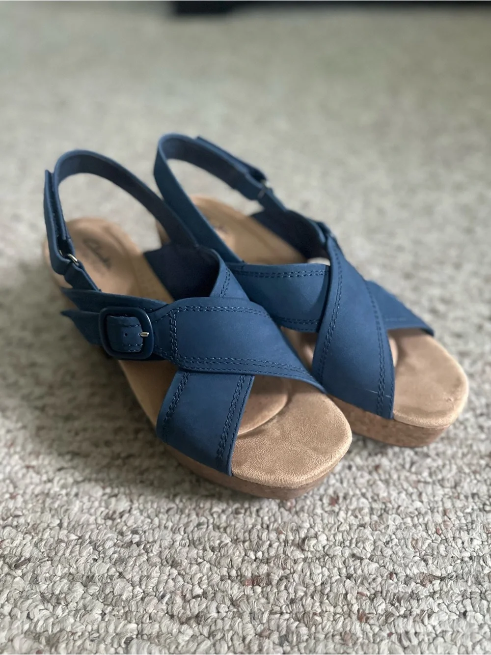 Clarks Platform Sandals Denim Blue Size 9